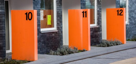 orange and white concrete building